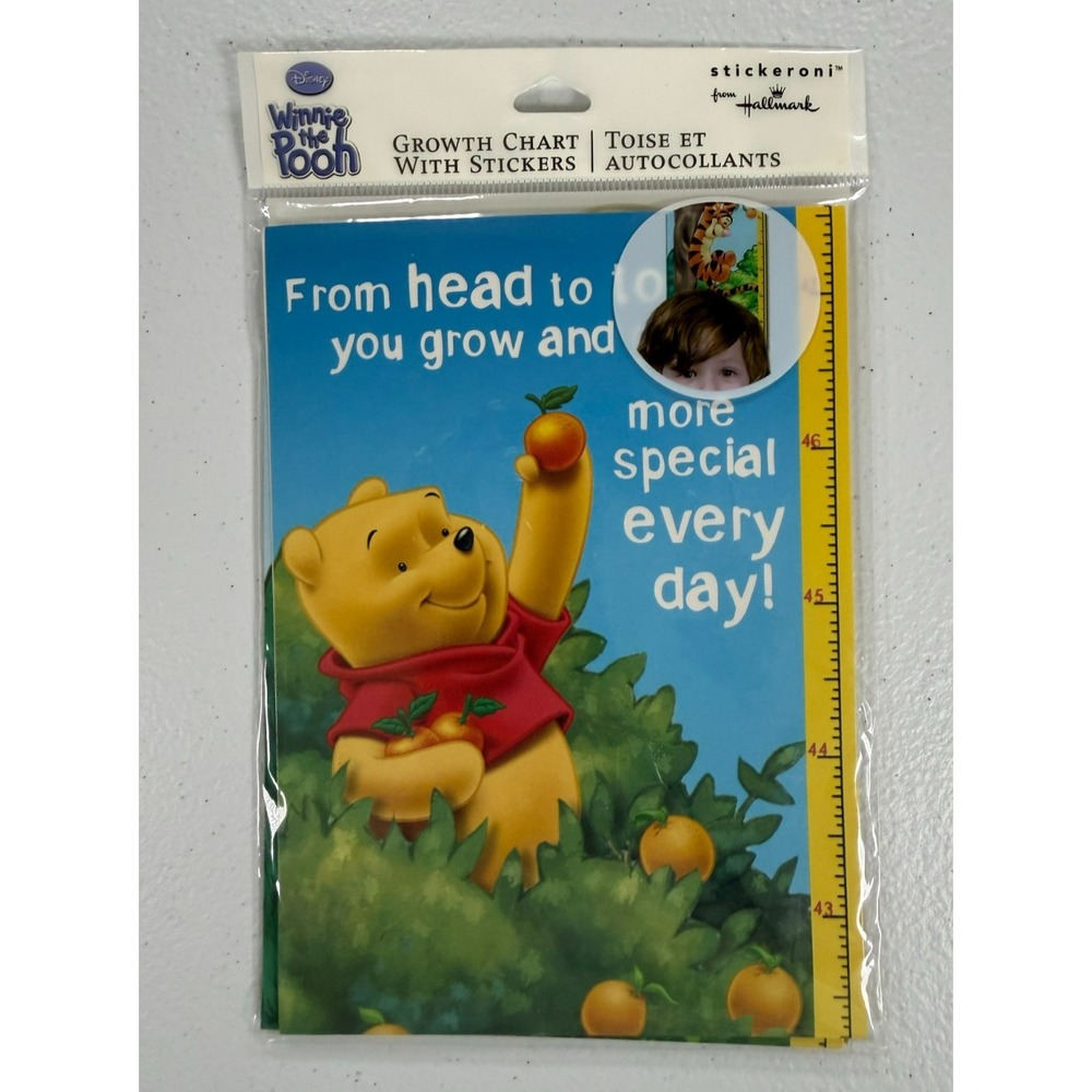 Disney Winnie the Pooh Growth Chart w Stickers Hallmark Stickeroni Sealed NOS